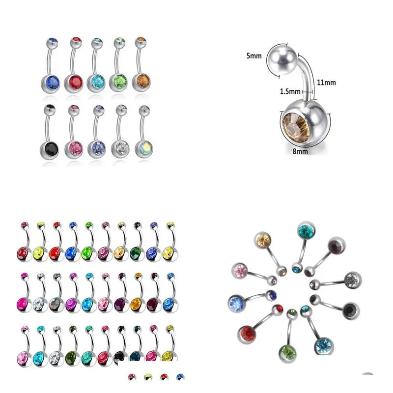 Belly Button Ring Surgical Steel Hypoallergenic Lead And Nickel 14 Gauge Navel Piercing Body Jewelry Mixed Colors For Drop Delivery Otgeh