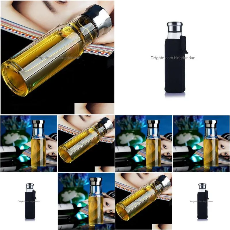 Water Bottles High Temperature Resistant Glass Water Bottle Creative Car Gifts With Protective Bag Sports Travel Botttles Za1592 Drop Dhisn