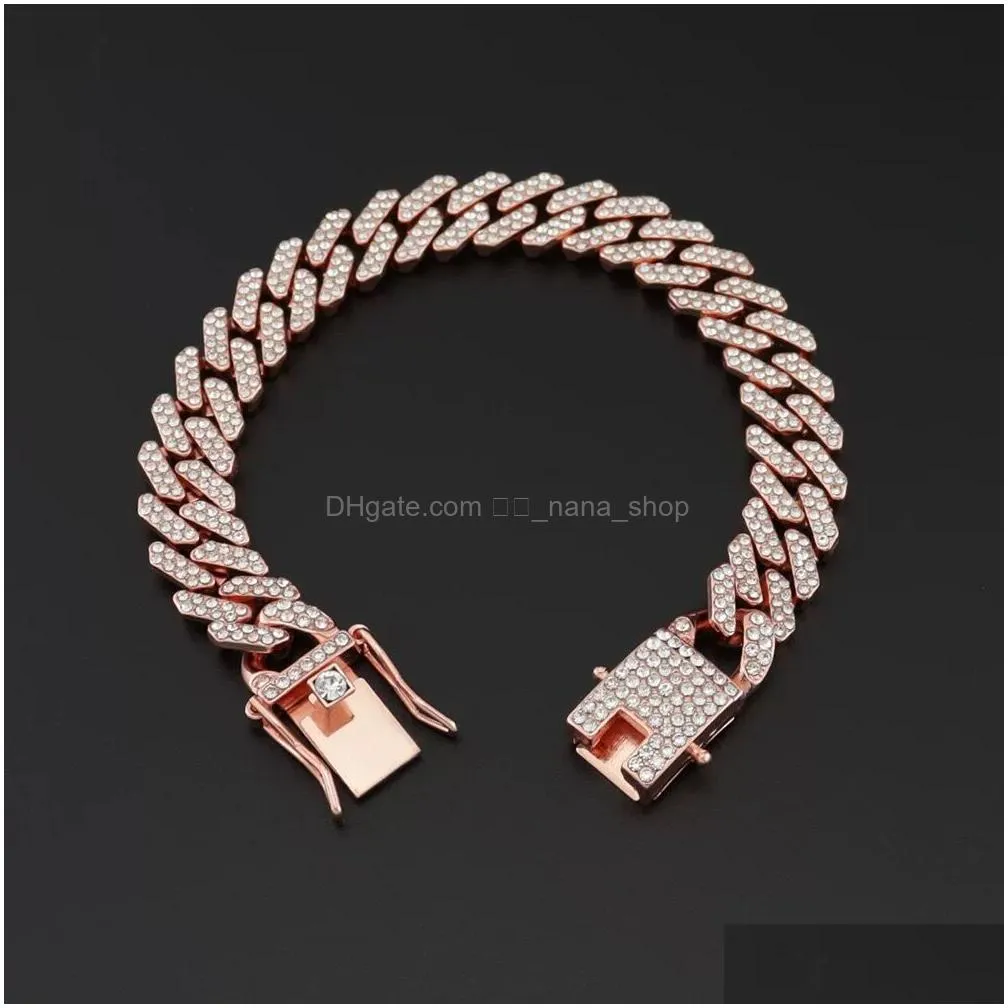 Chains High Quality Fashion Decorative Necklace 22Mm Three Row Diamond  Cuba Chain Fl Of Zircon Men039S Hip Hopbo70995481618653 D Dhog1