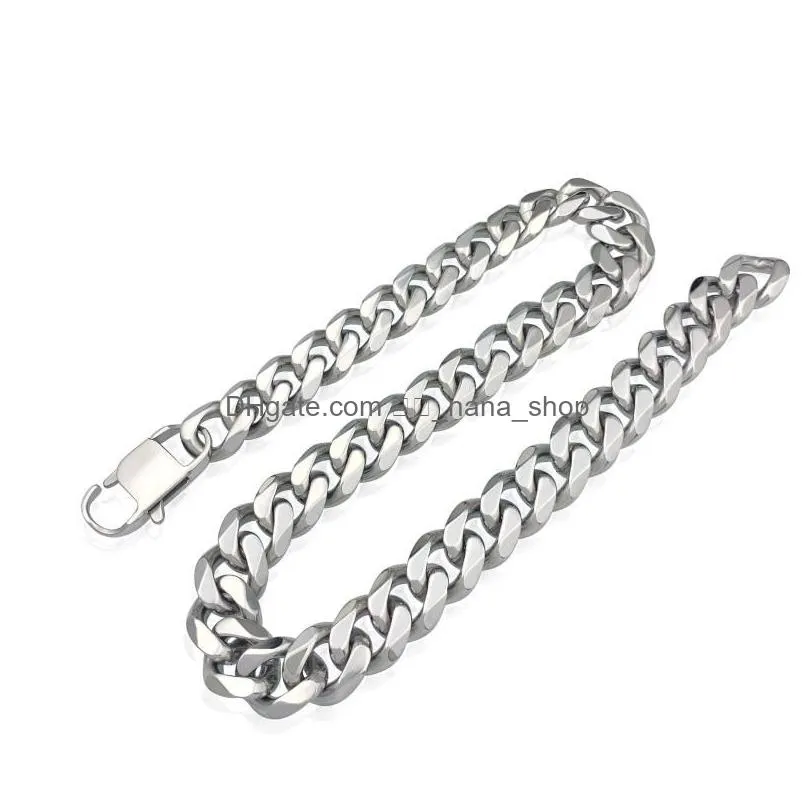 Chains 15Mm Cuban Link Necklaces Polishing Stainless Steel Necklace Bracelets Set For Men Women High Quality Jewelrychains6960845 Dro Dh5V0