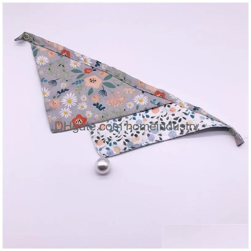 Trendy Printed Pet Saliva Towels 2 Pattern Lovely Charm Bandanas Fashion Soft Touch Cat Dog Cute Triangle Drop Delivery Dh5Hr