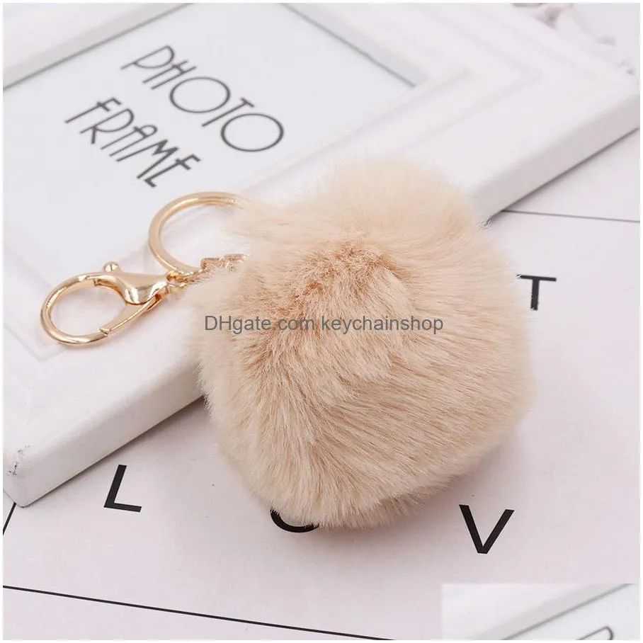 Imitation Rex Rabbit Fur P Keychain Bag Cartoon Key Rings Pendant Cone Car Hair Ball Accessories Keychains 8Cm Drop Delivery Dhpnt