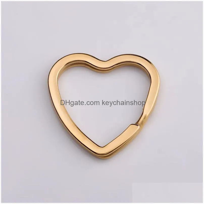 Rainbow Heart Gold Sier Color Keychains Metal Key Chain Ring Split Rings Uni Keyring Keyfob Holder Accessories Diy Drop Delivery Dhh5I