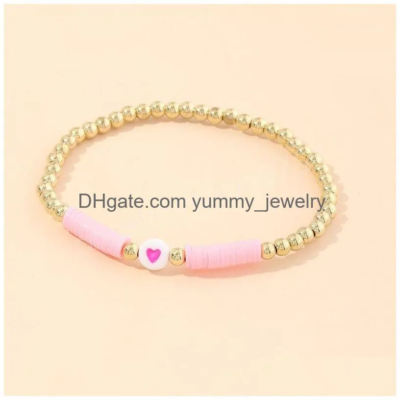 Bohemian Colorf Clay Bracelets For Women Summer Beach Beaded Charm Bracelet Elastic Soft Y Jewelry Drop Delivery Dhpgj