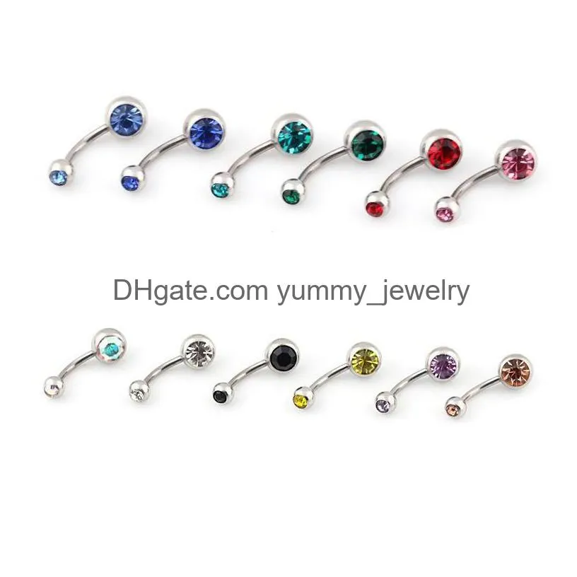 Stainless Steel Belly Button Rings Crystal Rhinestone Piercing Bars Navel For Womens Bikini Fashion Body Jewelry Drop Delivery Dhzwy