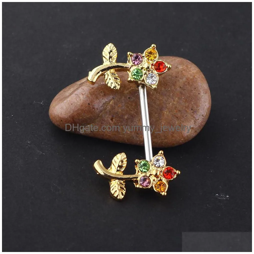 Wholesale Body Jewelry Stainless Steel Dobe Flower Nipple Shield Rings For Drop Delivery Dhyfq