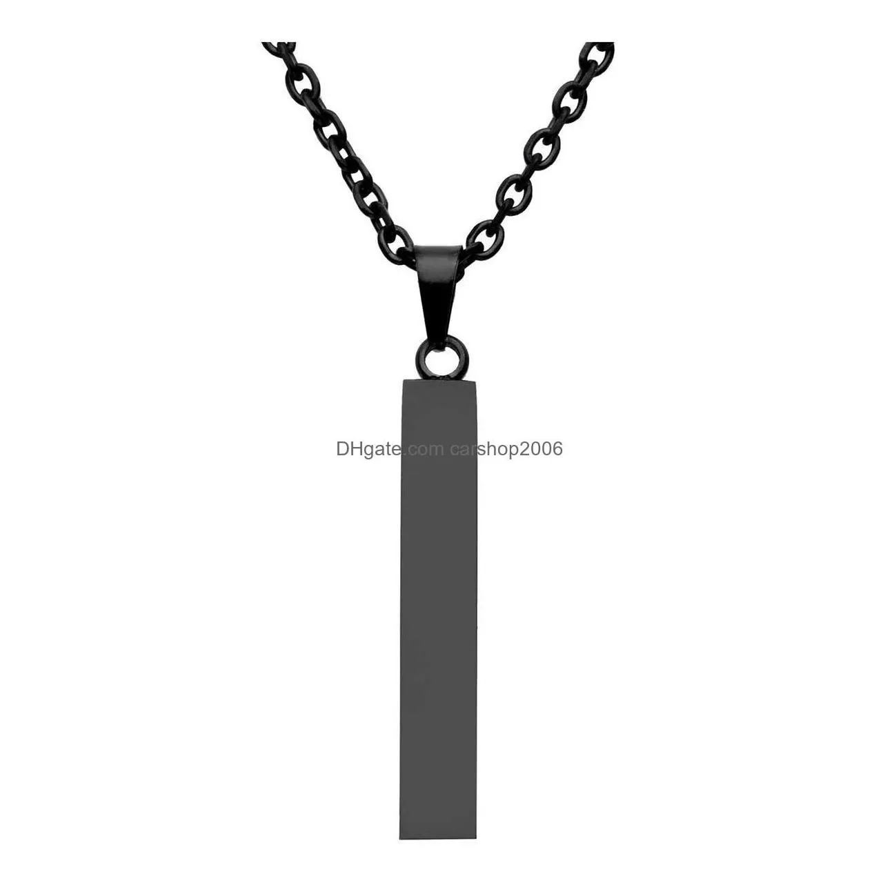 Pendant Necklaces Stainless Steel Square Bar Necklace Personalized Gold Solid Blank Charm For Buyer Own Engraving Jewelry Drop Deliv