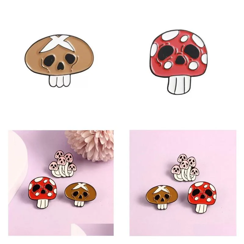 Cute Mushroom Cartoon Brooches Pin For Women Fahsion Jewelry Shirt Coat Dress Denim Bag Decor Enamel Drop Delivery Otchm