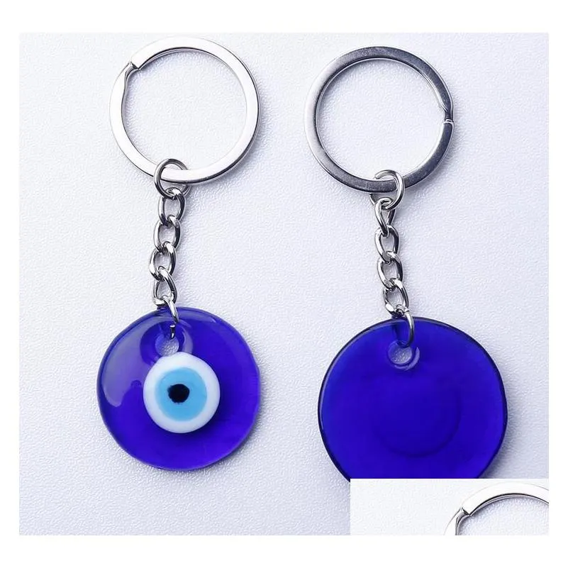 Key Rings Turkish Blue Evil Eye Key Rings Keychain Charms Pendants Crafting Glass With Keyring Hanging Ornament Jewelry Accessories A Dh2Dh