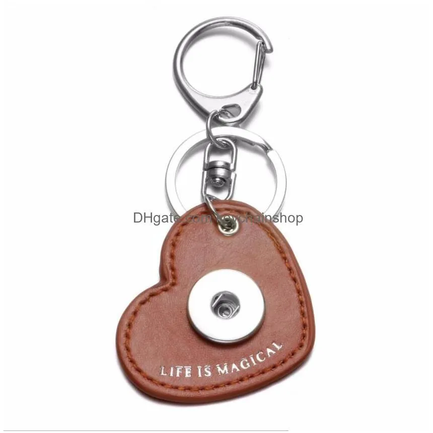 7 Love Heart Pu Leather Snap Button Key Rings Chain Keychains Fit Diy 18Mm Jewelry Drop Delivery Dhzyq
