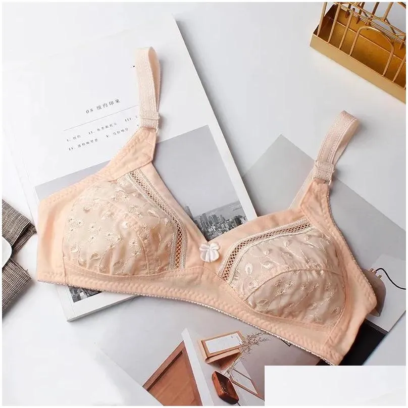 bras 2024 fashion thin breathable bra lace embroidered women`s bralette underwear comfortable wire free brassiere plus size