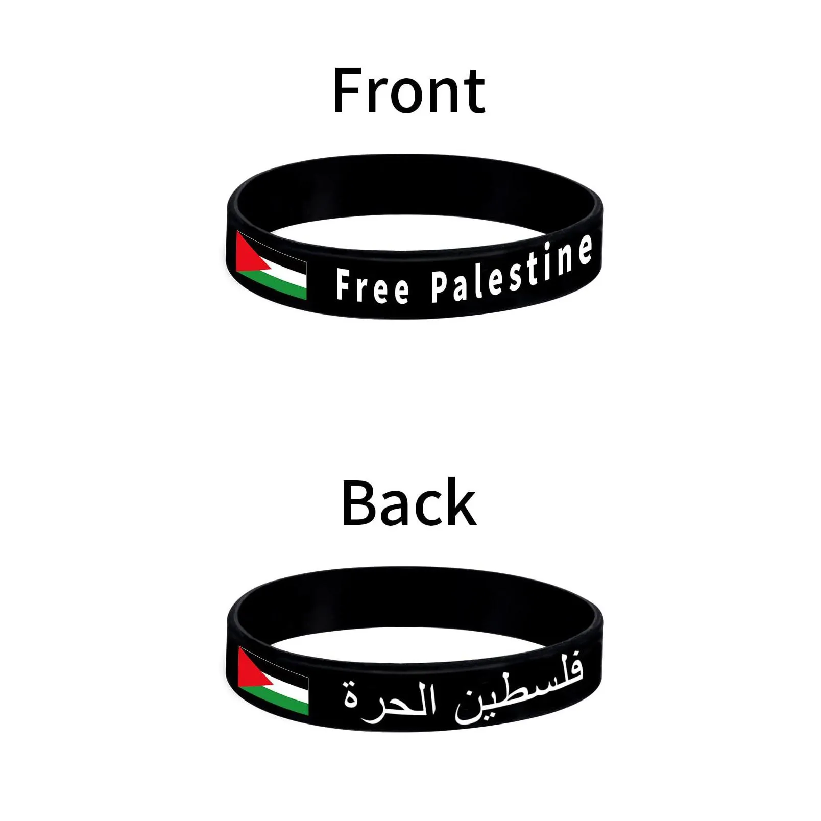 Identification Palestine Flag Bracelets Stand With Gaza Support Arabic Dom For Palestinians Sile Cuff Wristbands Drop Delivery Jewelr Dhpcz