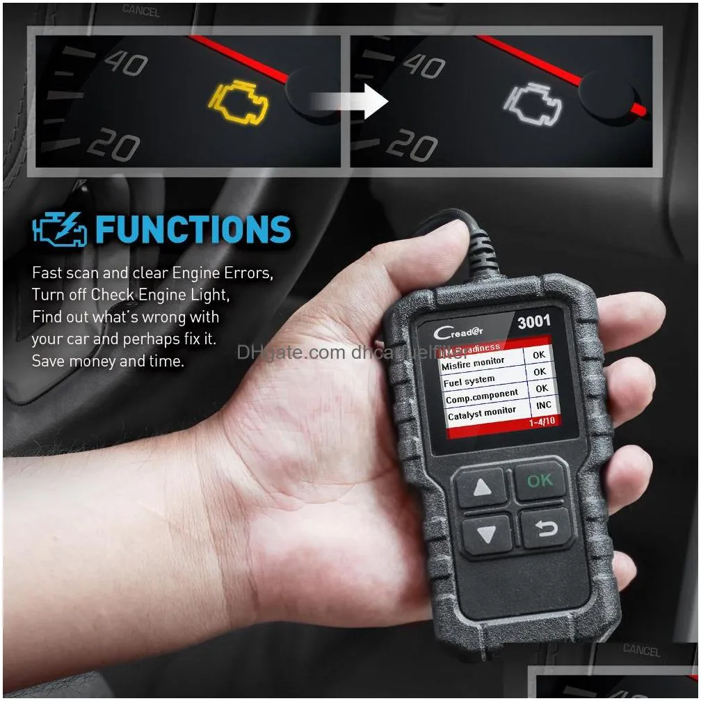 cr3001 obd2 code reader scanner x431 cr3001 full obdii function diagnostic turn off engine light cr319 elm327 ad310 car scan tool