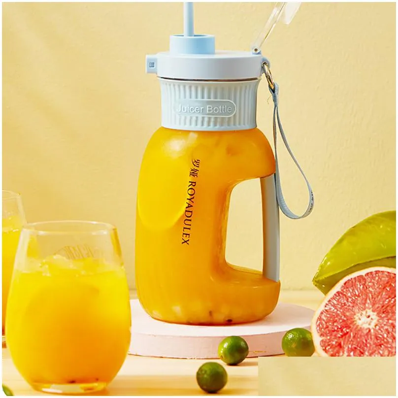 Fruit & Vegetable Tools Portable Electric Juicer 1L Large Capacity Fruit Juice Cup Smoothie Blender 4000Mah Wireless Mixers Orange Squ Dh5Ho