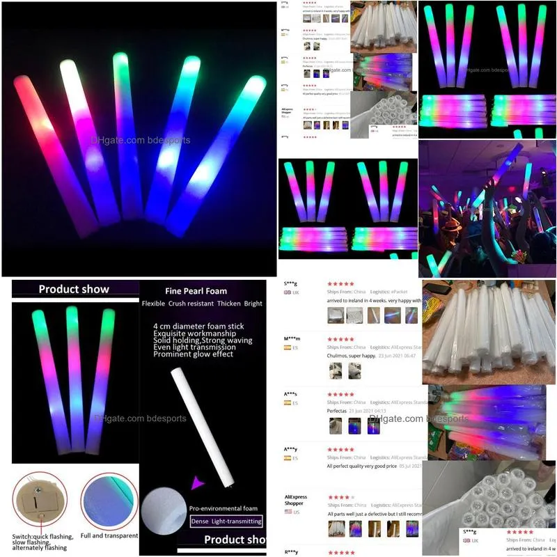 Party Decoration 121524306090Pcs Glow Sticks Rgb Led Lights In The Dark Fluorescence Light For Wedding Concert Festival8534053 Drop D Dhdud