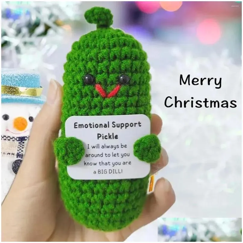 christmas decorations handmade emotional support pickled cucumber gift crochet pickles cute