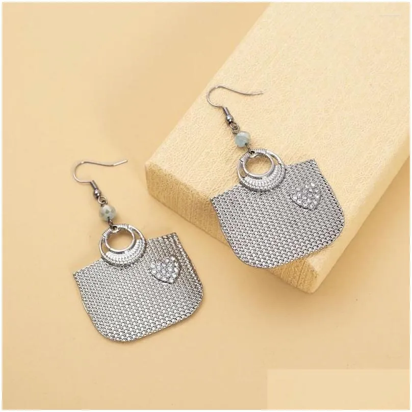 dangle earrings fashion alloy inlaid rhinestones beautifully carved grain bag heart for women trending product personality girl