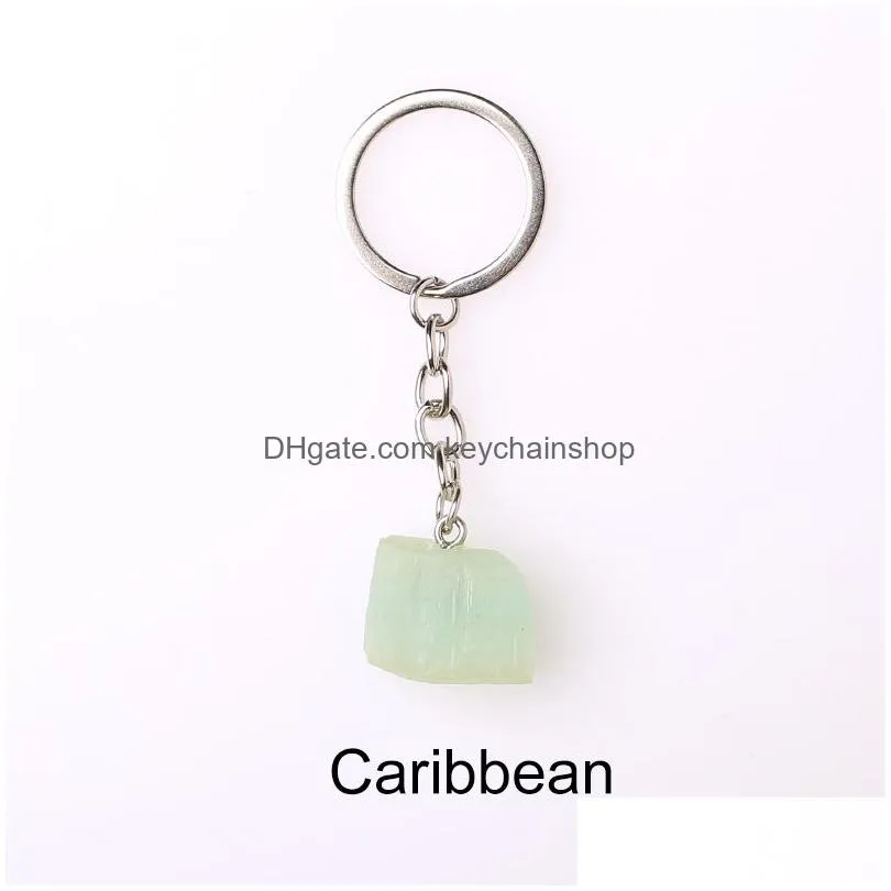 Natural Rough Mineral Stone Key Rings Crystal Quartzs Keychain Women Men Handbag Hangle Car Holder Keyring Jewelry Drop Delivery Dhyaj