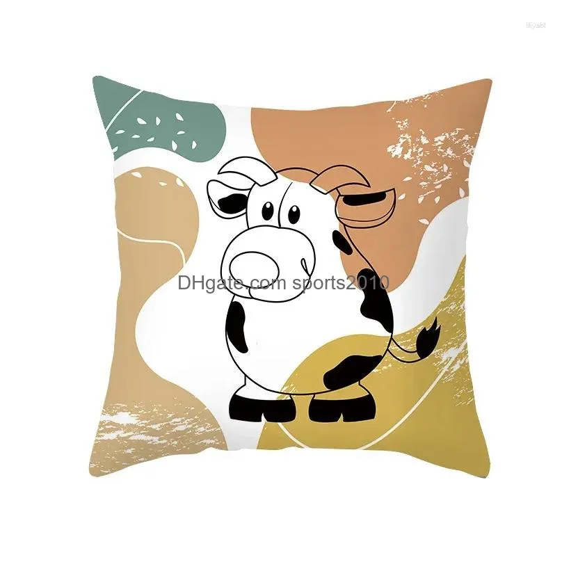 Cushion/Decorative Pillow Pillow Merry Christmas Home Decor Er 45X45 Cm Funny Cartoon Printed Kids Room Decoration Case Xmas Drop Deli Dhpht