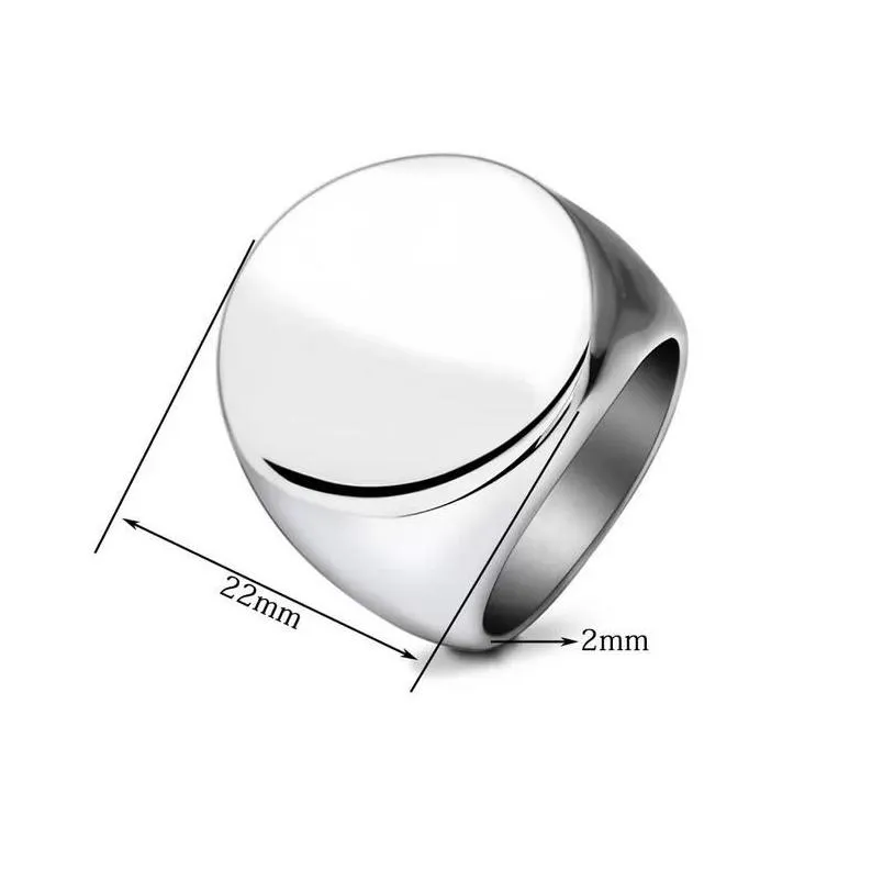 Simple Style Round Big Width Signet Mens Ring Titanium Steel Finger Mti Colors Men Jewelry Drop Delivery Otnhv