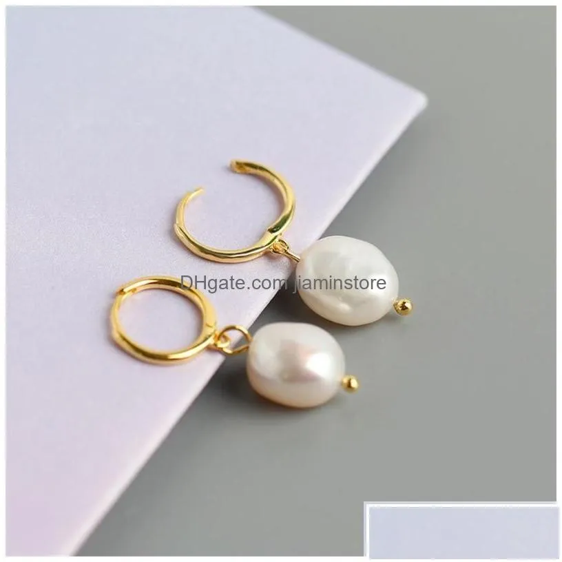 Hoop & Huggie Hoop Hie Authentic 925 Sterling Sier Irregar Pearl Earrings For Women Party Gifts Drop Delivery Jewelry Jewelry Earring Dhpsm