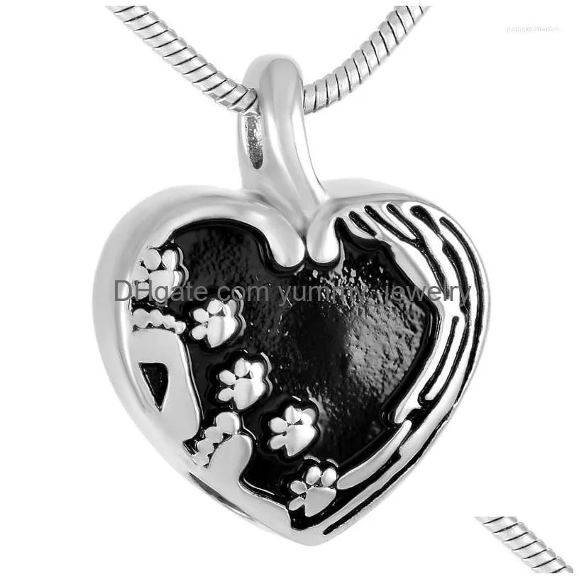 Pendant Necklaces Ijd9293 Animal Print In My Heart Stainless Steel Cremation Jewelry For Pet Of Ashes Keepsake Memorial Urn Necklace Dhbsx