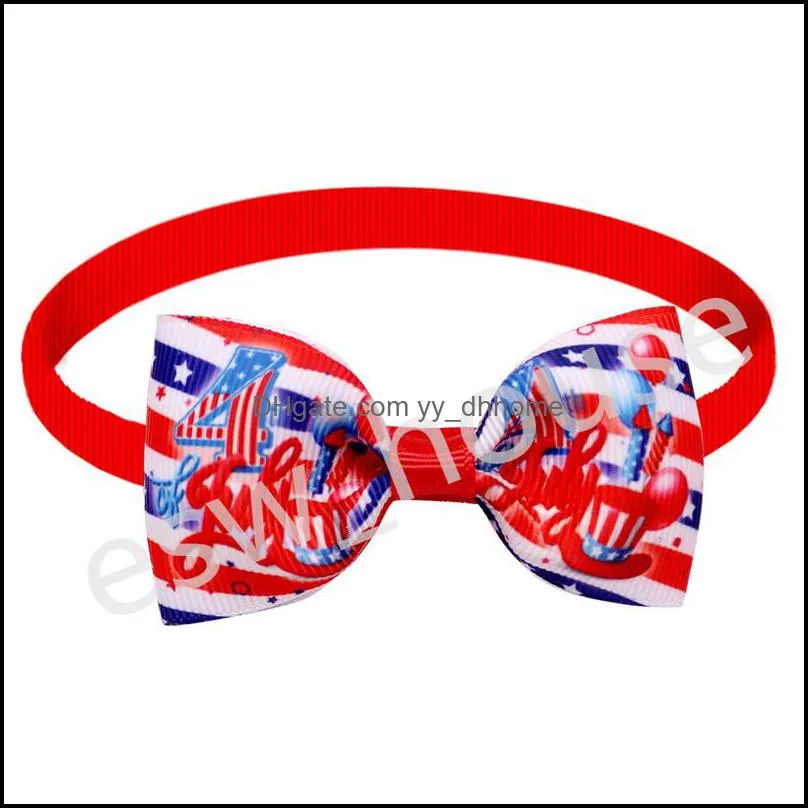 Dog Apparel Accessory 12 Designs Independence Day Pet Bow Tie Patriotic Cat Adjustable Star And Stripes Collar 4Th Of Jy Small Pets D Dhnqw