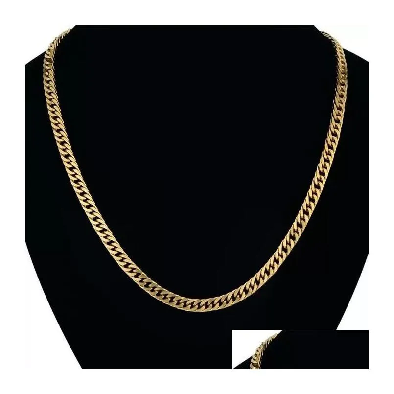 6Mm 8Mm Stainless Steel Cuban Chain Necklace Hip Hop Gold Sier Necklaces Street Hipster Rap Accessories For Men Drop Delivery Ote5K