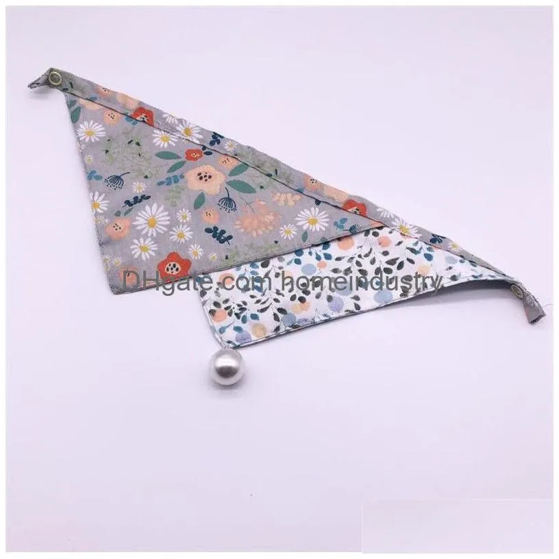 Trendy Printed Pet Saliva Towels 2 Pattern Lovely Charm Bandanas Fashion Soft Touch Cat Dog Cute Triangle Drop Delivery Dh5Hr