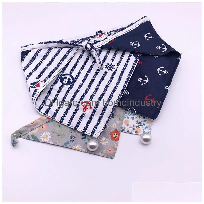 Trendy Printed Pet Saliva Towels 2 Pattern Lovely Charm Bandanas Fashion Soft Touch Cat Dog Cute Triangle Drop Delivery Dh5Hr