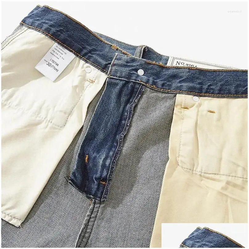men`s jeans mens denim pants autumn/winter light heavy thickened loose straight japanese retro nostalgic tooling tide splash-ink men