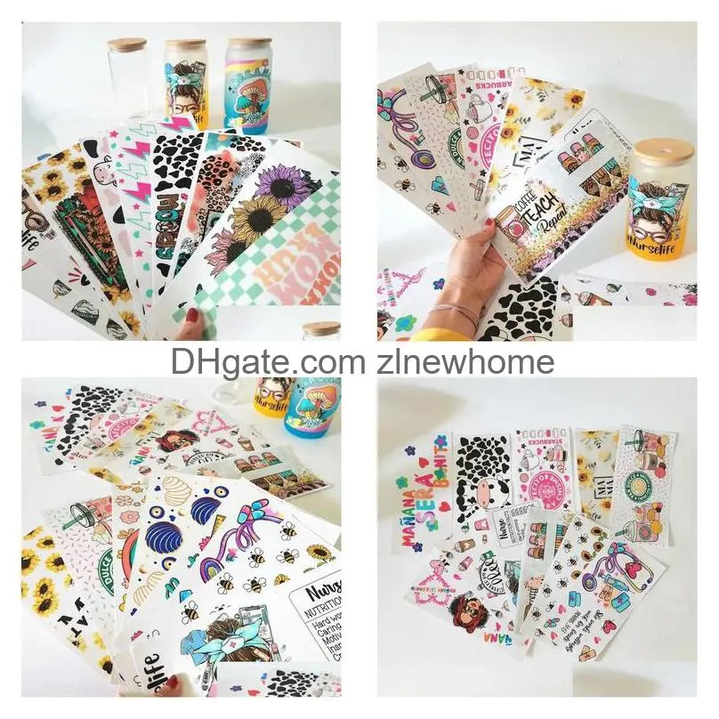 Other Decorative Stickers 16Oz Waterproof Uv Dtf Cup Wrap Transfers Ready To Transfer 3D Wraps For Cups Tumblers 230816 Drop Delivery Dhnsi