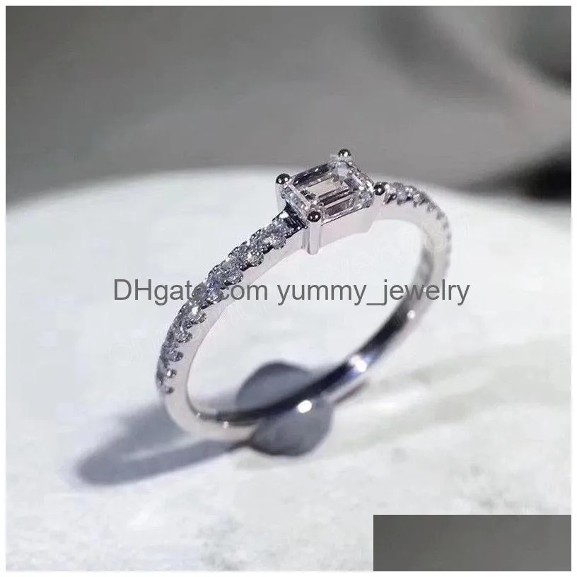 925 Sterling Sier Natural Diamond Ring For Women Wedding Bands Jewelry Gemstone Drop Delivery Dhnoi