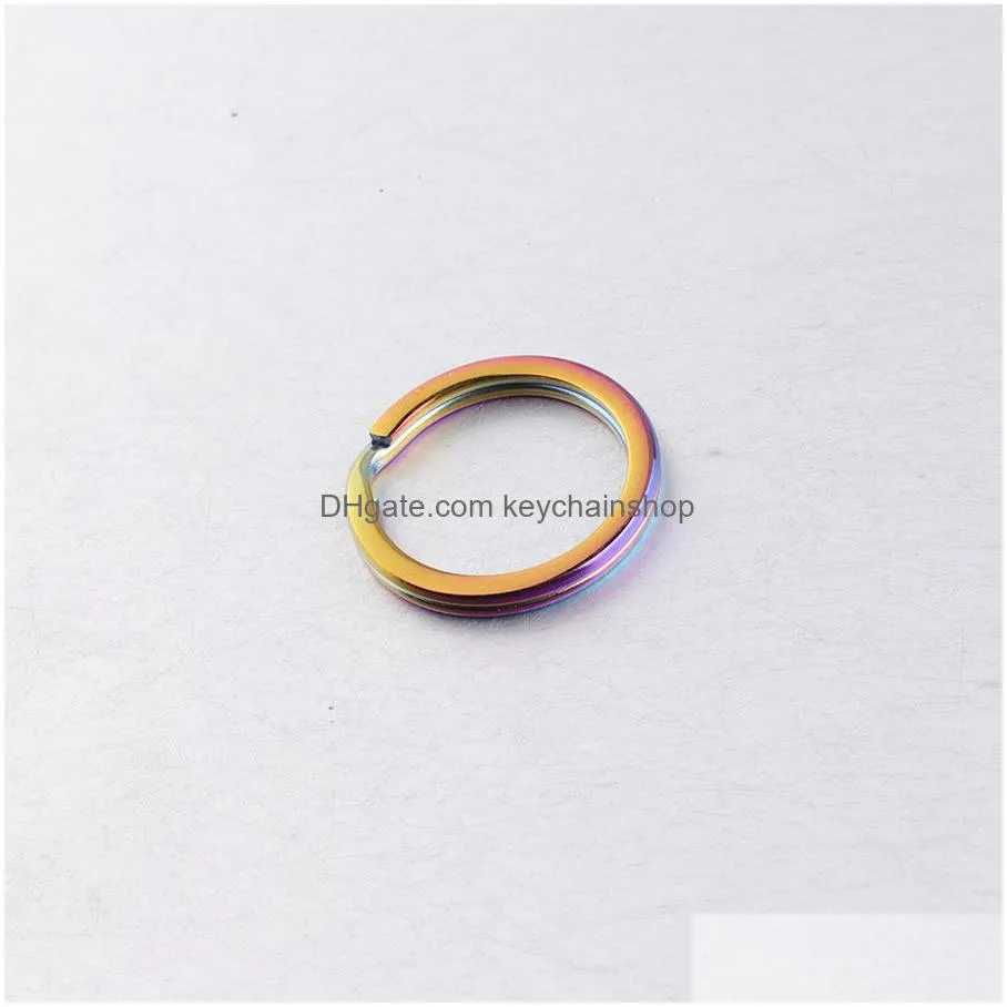 2X25Mm Rainbow Round Circle Gold Sier Color Keychains Metal Key Chain Ring Split Rings Uni Keyring Keyfob Holder Accessories Diy Drop Dhxtf