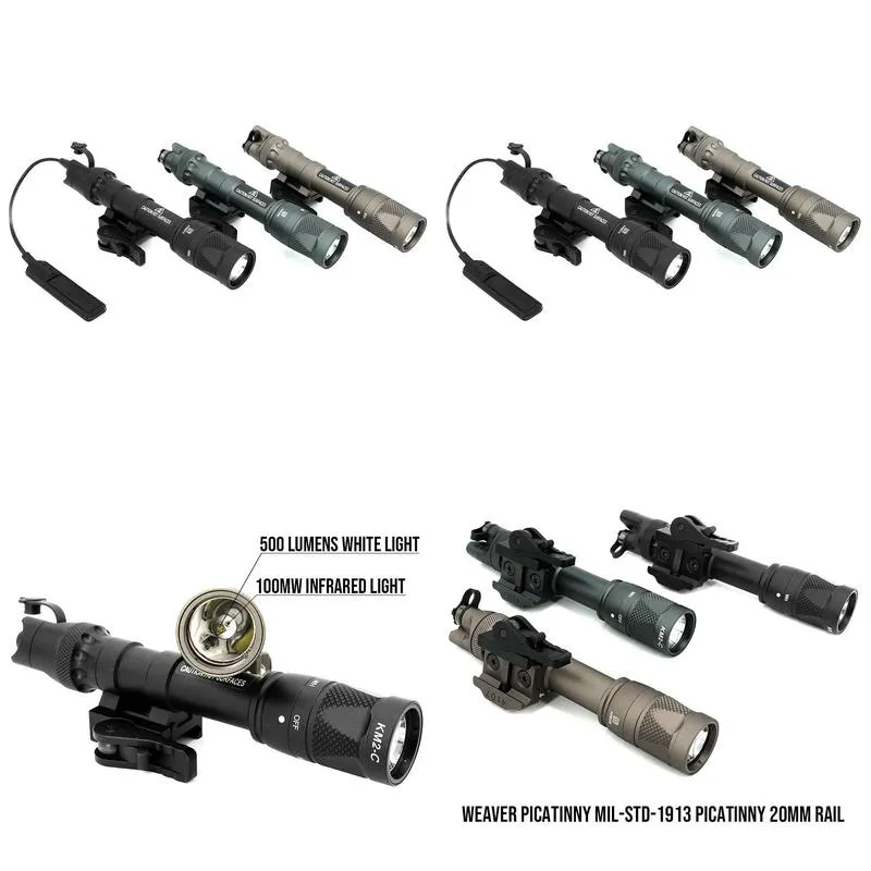 tactical light sf m622v flashlight vampire scout light visible/ir led weapon light with ds07 switch qd adm picatinny rail mount