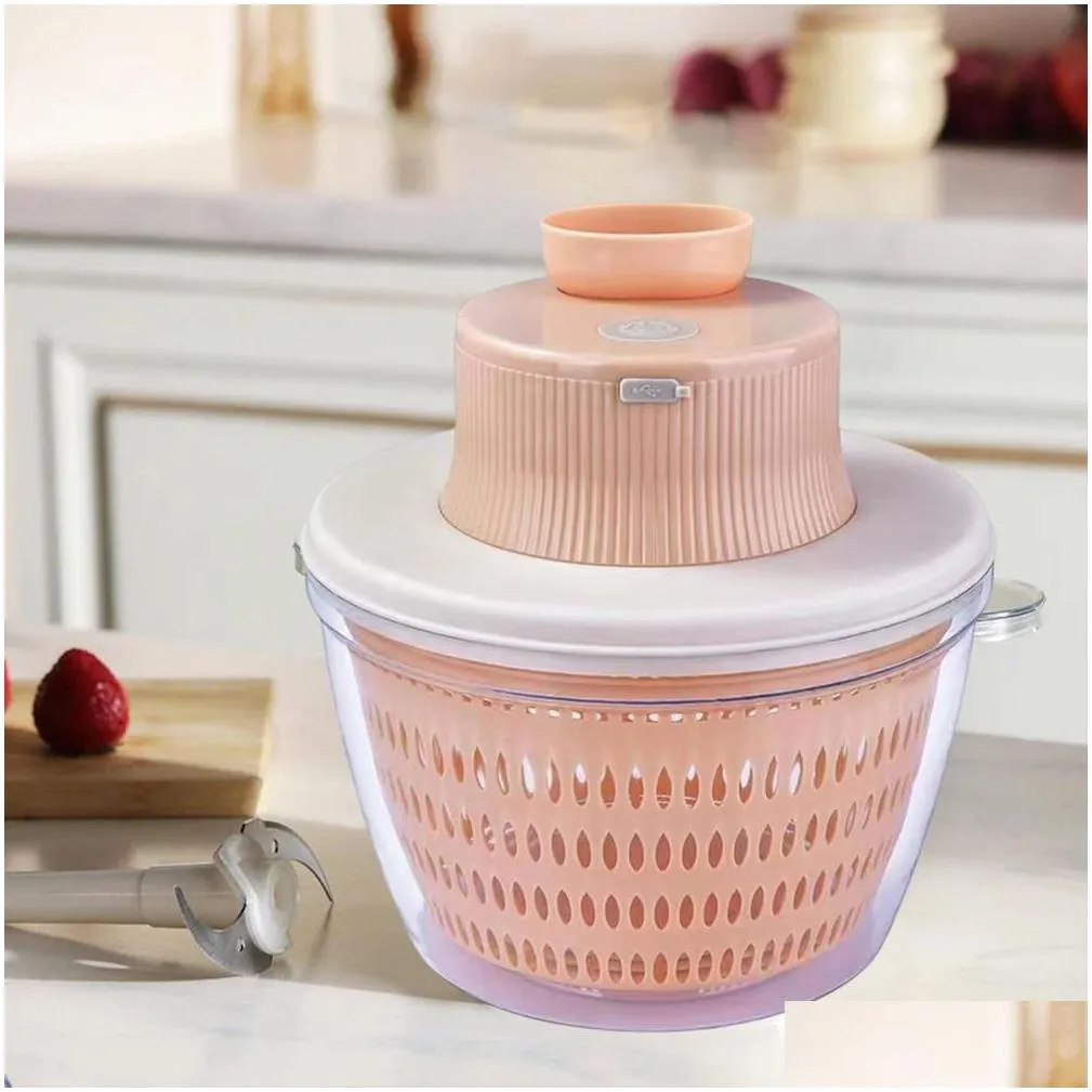 Salad Tools Electric Vegetable Cutter Drain Basket Fruit Salad Dehydrator Mtifunctional Matic And Drop Delivery Home Garden Kitchen, D Dh9Ga