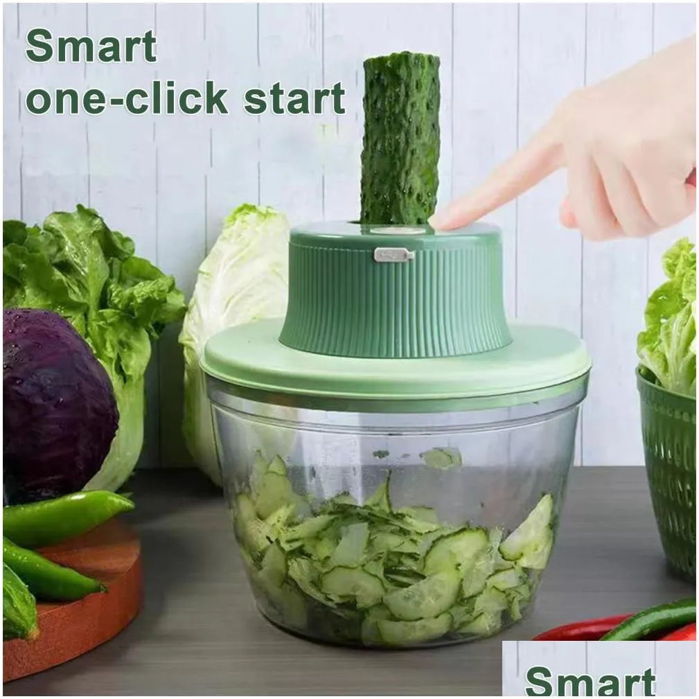 Salad Tools Electric Vegetable Cutter Drain Basket Fruit Salad Dehydrator Mtifunctional Matic And Drop Delivery Home Garden Kitchen, D Dh9Ga