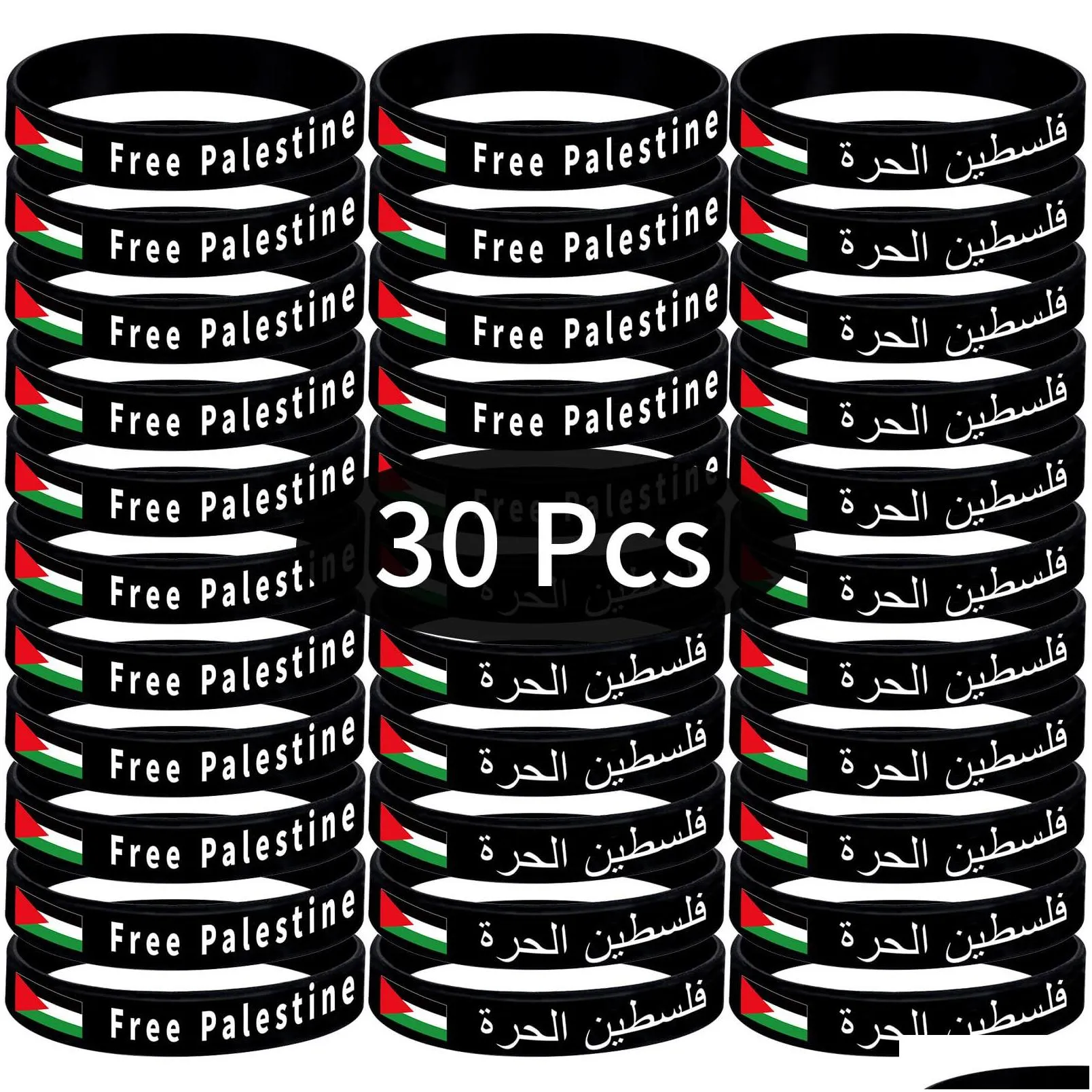 Identification Palestine Flag Bracelets Stand With Gaza Support Arabic Dom For Palestinians Sile Cuff Wristbands Drop Delivery Jewelr Dhpcz