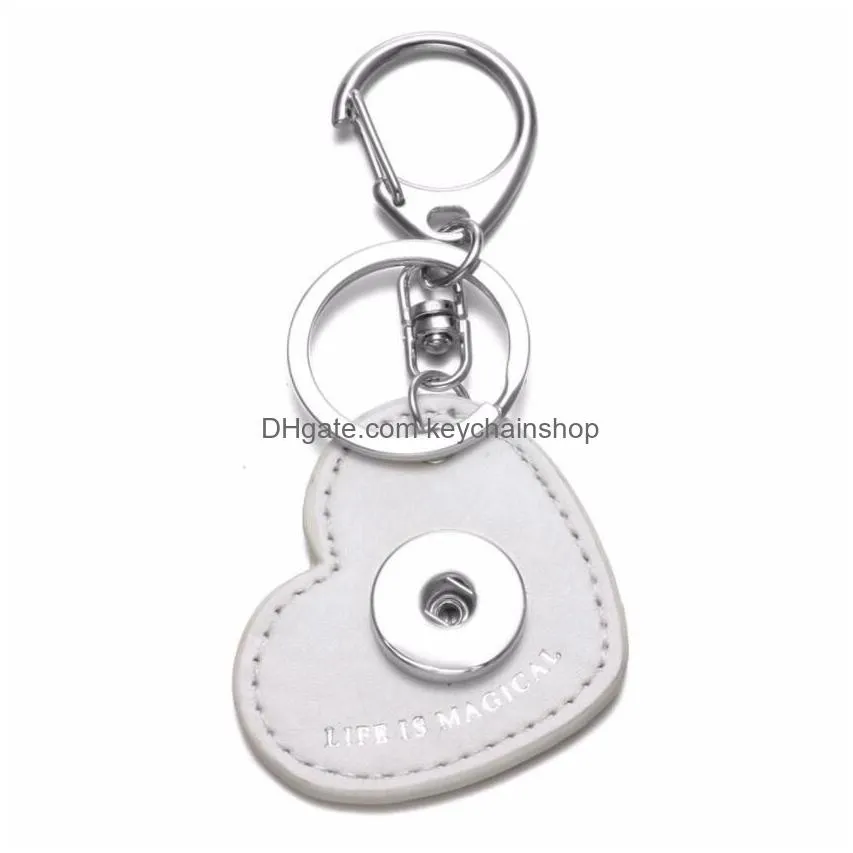 7 Love Heart Pu Leather Snap Button Key Rings Chain Keychains Fit Diy 18Mm Jewelry Drop Delivery Dhzyq