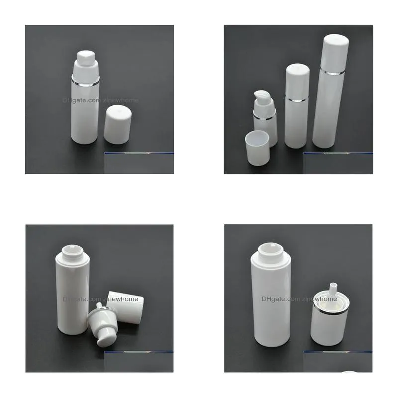 Packing Bottles Wholesale 10Pcs/Lot 15Ml 30M 50Ml Empty Plastic Cosmetic Bottle Travel Liquid Bottles White Airless Pump Vacuum Toilet Dhr2T