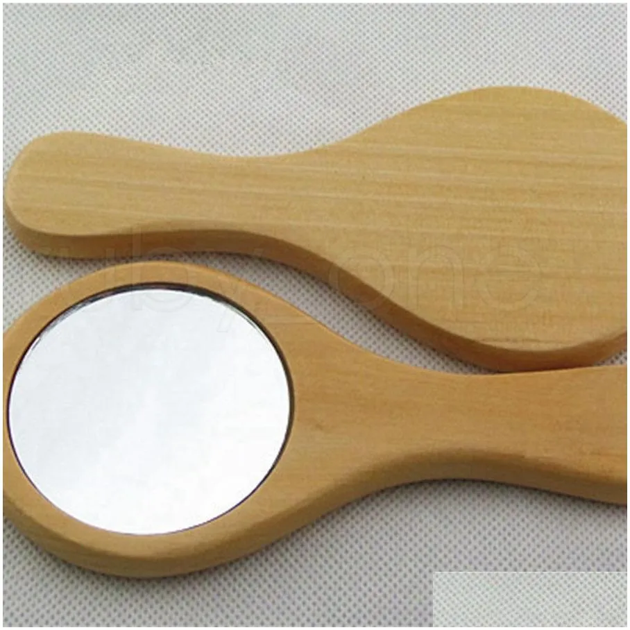 natural wood mirror wooden hand mirror vintage 1pc portable compact makeup vanity hand held mirror with handle espejo de maquillaje de madera houten