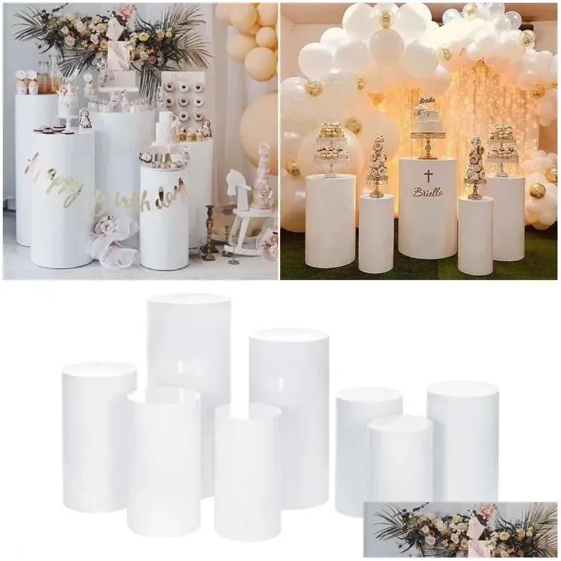 party decoration wedding diy 3/5pcs round cylinder pedestal display art decor cake rack plinths pillars for holiday decorations 