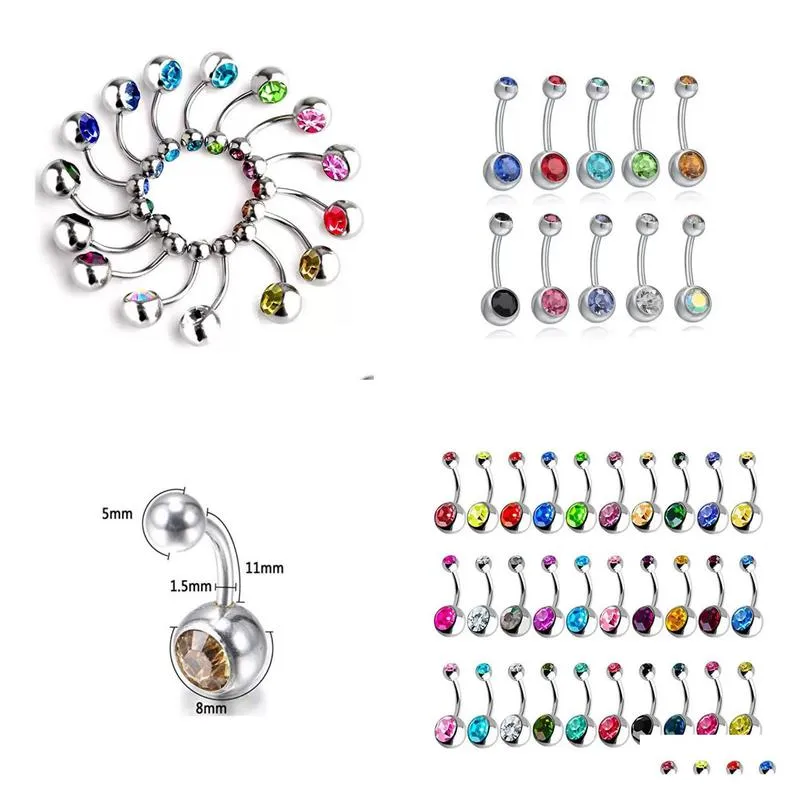 Belly Button Ring Surgical Steel Hypoallergenic Lead And Nickel 14 Gauge Navel Piercing Body Jewelry Mixed Colors For Drop Delivery Otgeh