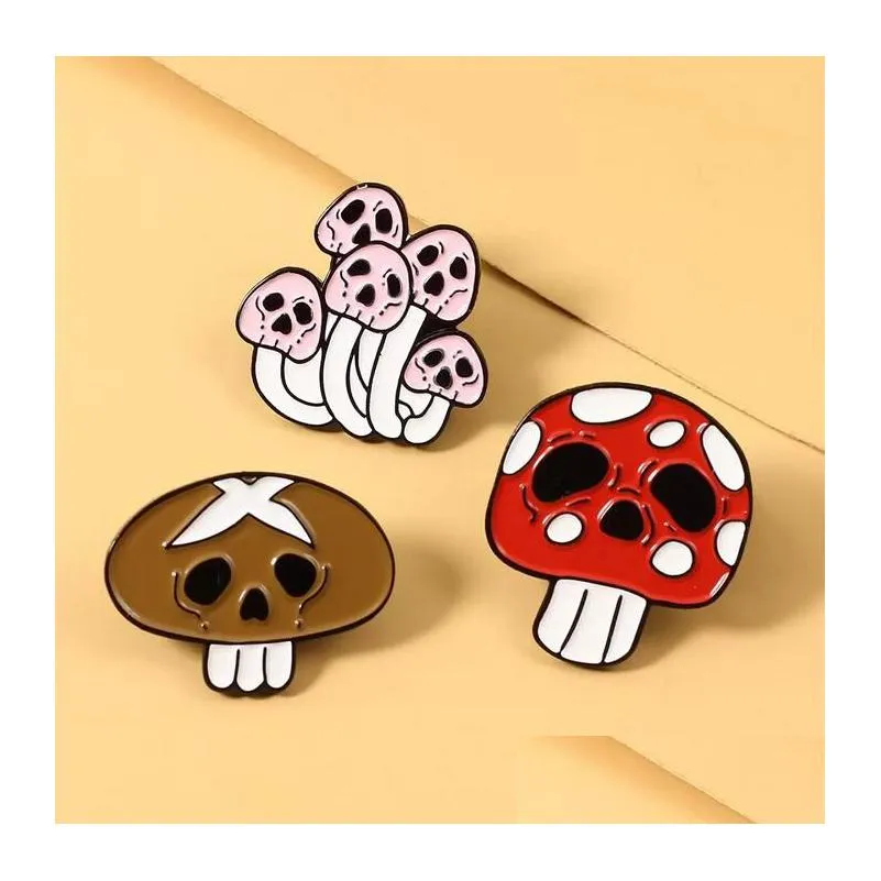 Cute Mushroom Cartoon Brooches Pin For Women Fahsion Jewelry Shirt Coat Dress Denim Bag Decor Enamel Drop Delivery Otchm