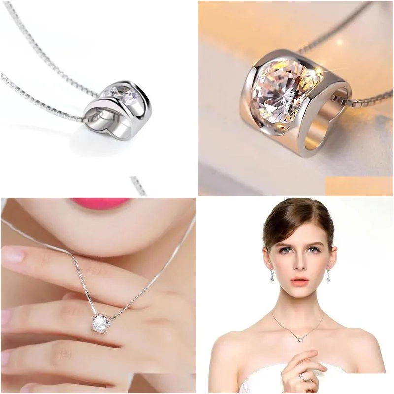 Angel Kiss 1 Ct Moissanite Pendant S925 Sier Collarbone Lady Necklace Engagement Anniversary Gift Drop Delivery Dhiyk
