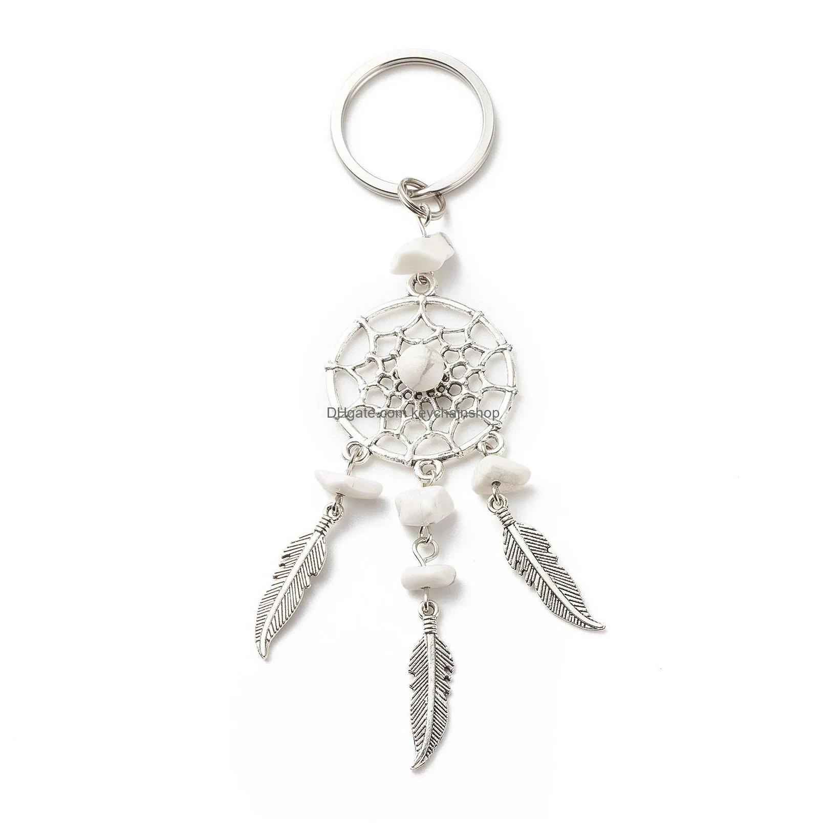 Lots Dream Catcher Charms Key Rings Chakra Crystal Gravel Chip Stone Beads Chain Agate Jade Bag Acc Drop Delivery Dhja1