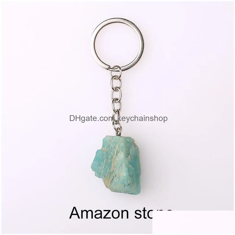 Natural Rough Mineral Stone Key Rings Crystal Quartzs Keychain Women Men Handbag Hangle Car Holder Keyring Jewelry Drop Delivery Dhyaj