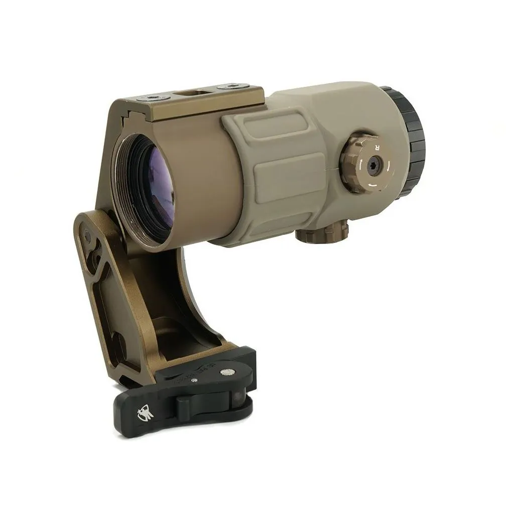 tactical g45 5x magnifier scope with fast ftc mount combo for airsoft with us flag original markings fde colors