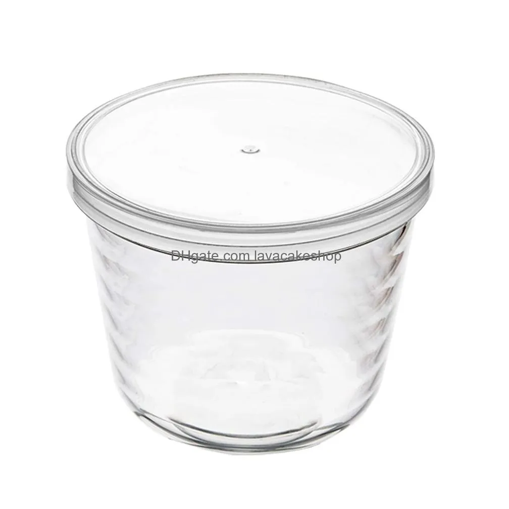 Bowls Glass Bowls With Plastic Lids Clear Pudding Cups Fruits Dish Containers For Salad Dessert Snacks Zer Food Storage Drop Delivery Dhnmw