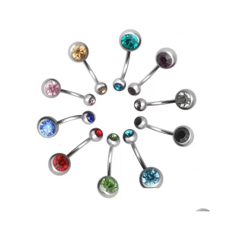 Belly Button Ring Surgical Steel Hypoallergenic Lead And Nickel 14 Gauge Navel Piercing Body Jewelry Mixed Colors For Drop Delivery Otgeh